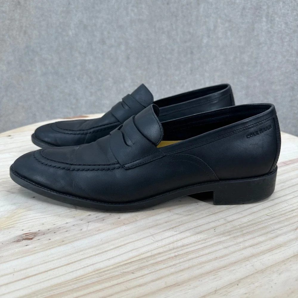 Cole Haan Penny Loafers Mens‎ 9.5 Black Leather Classic Dress Shoes